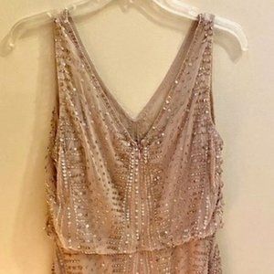 Womens sheath blouson embellished dress